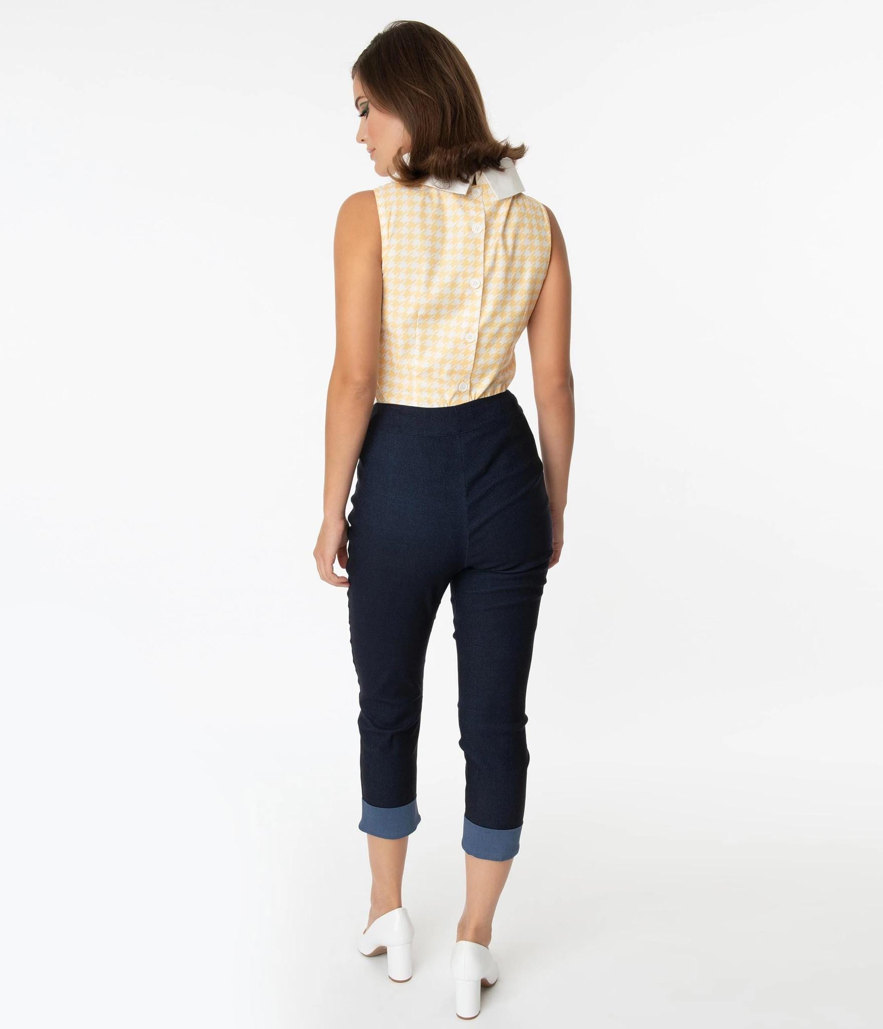 Lolmot Woman Fashion Drawstring Pockets Elastic Waist Printing Capris Pants  