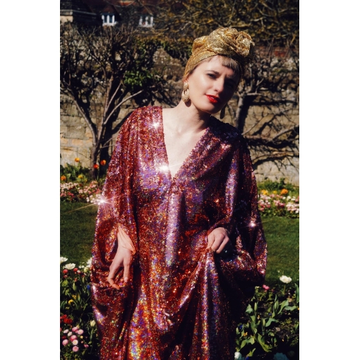 Rosy Sequin Caftan - Image 4