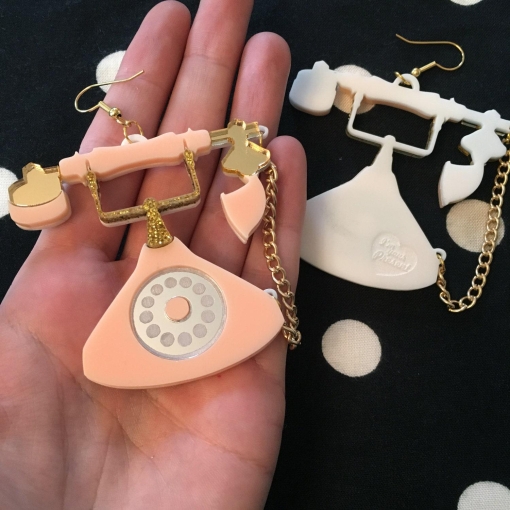 Pink Telephone Earrings - Image 2