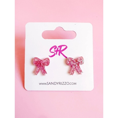 Pink Bow Studs