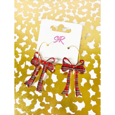 Plaid Bow Earrings