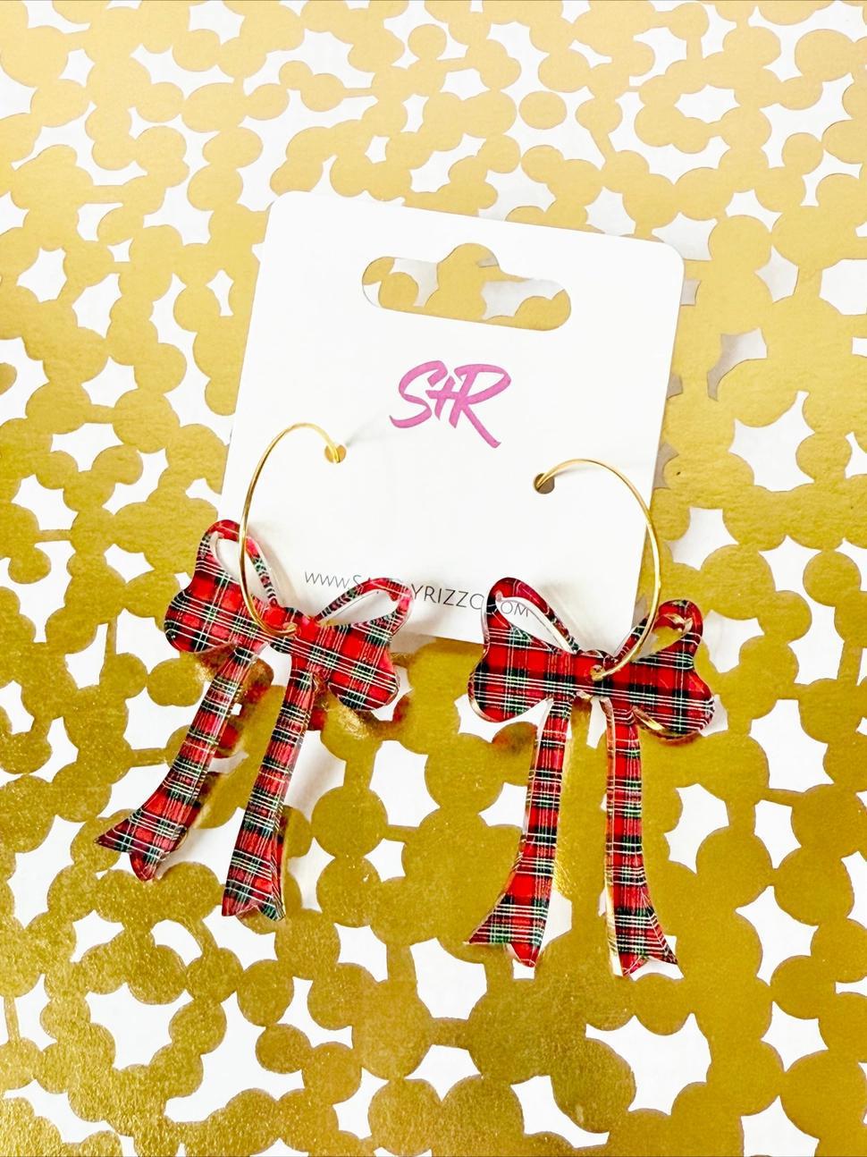 Plaid Bow Earrings
